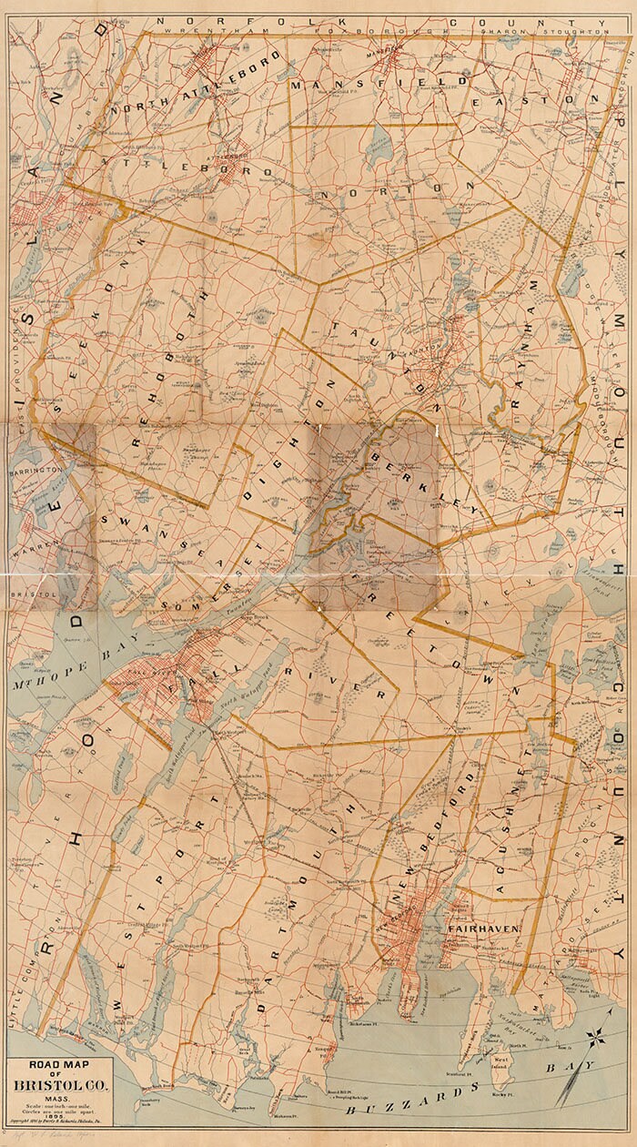 1895 Map of Bristol County Massachusetts