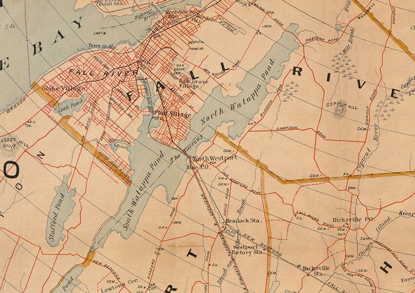 1895 Map of Bristol County Massachusetts