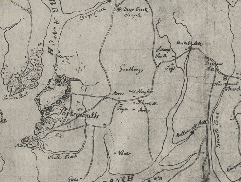 1780 Map of Princess Ann & Norfolk County Virginia