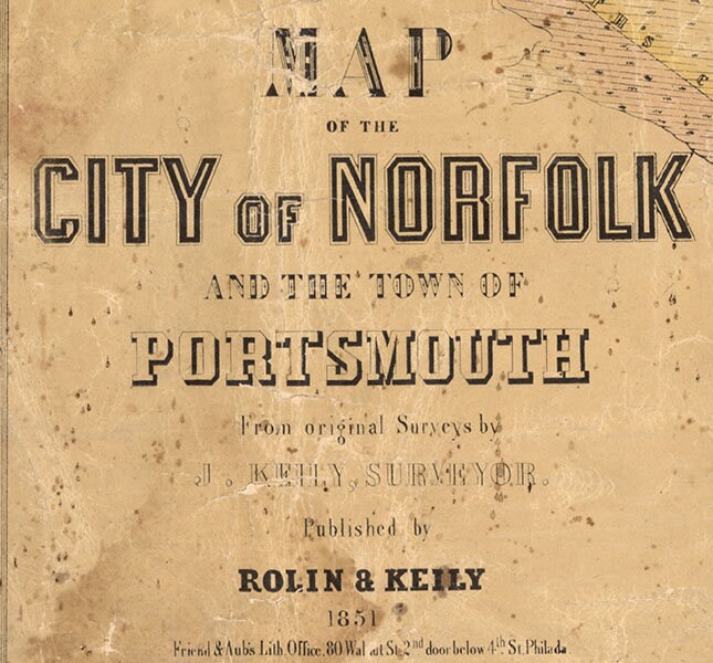 1851 Map of Norfolk and Portsmouth Virginia