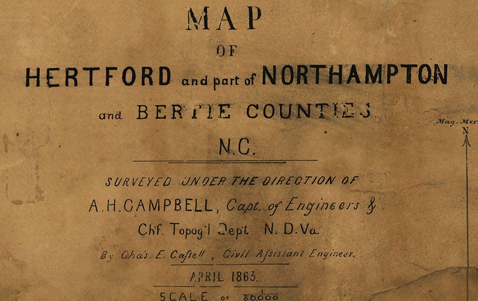 1863 Map of Bertie Hertford and Northampton County NC