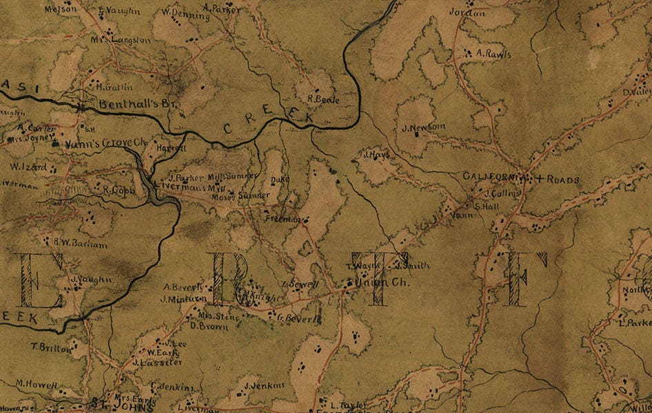 1863 Map of Bertie Hertford and Northampton County NC