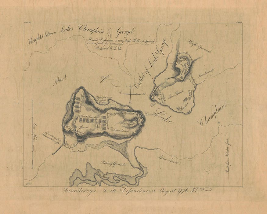 1776 Map of Fort Ticonderoga and its Dependencies