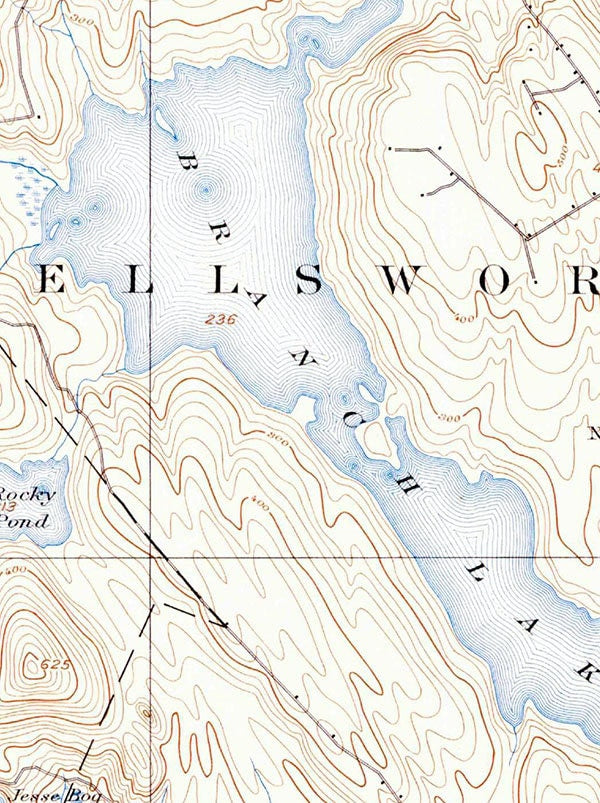 1900 Topo Map of Orland Maine Ellsworth & Branch Lake