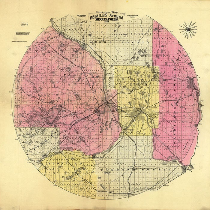 1881 Map of Minneapolis Minnesota