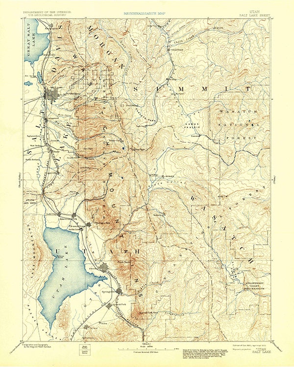 1885 Map of Salt Lake City Utah