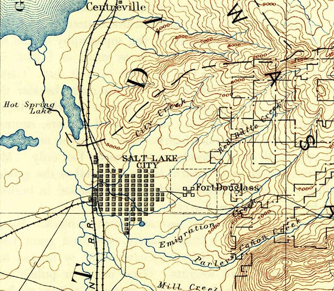 1885 Map of Salt Lake City Utah