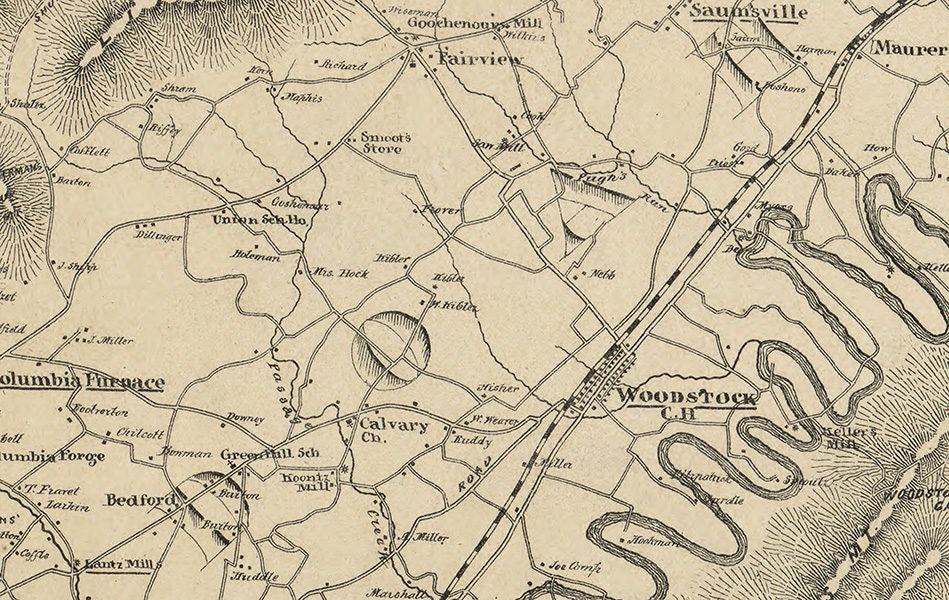 1875 Map of Shedahdoah Page and Warren County Virginia