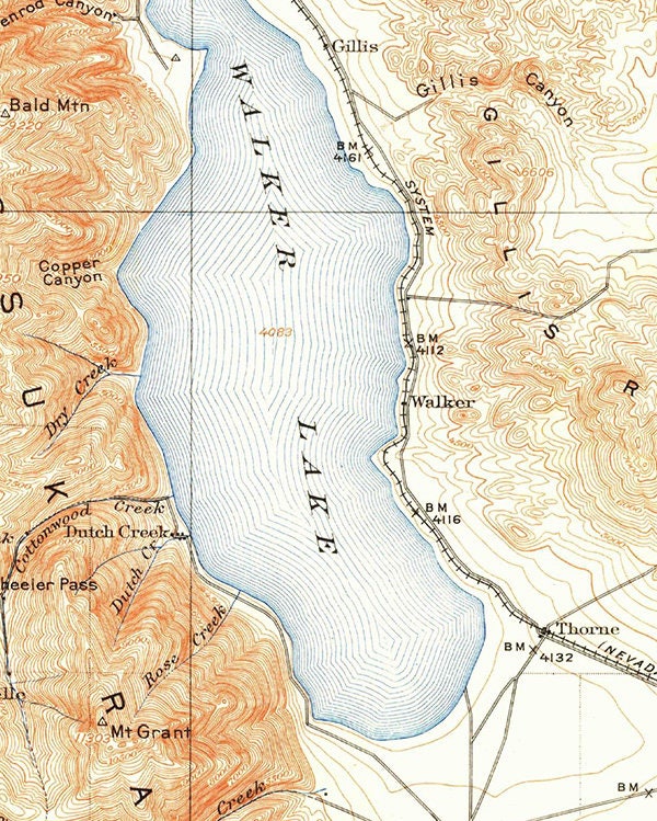 1909 Topo Map of Hawthorne Nevada Quadrangle