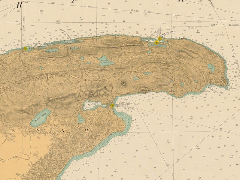 1914 Nauitical Map of Lake Superior & Keweenaw Penninsula