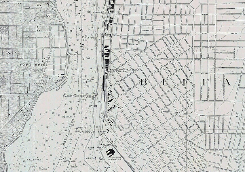 1918 Nautical Map of Buffalo Harbor New York