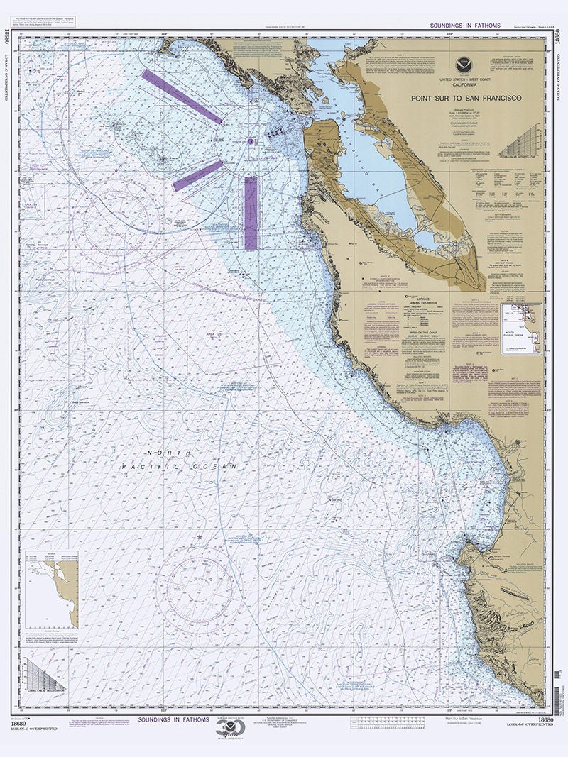 2000 Nautical Map of Point Sur to San Francisco California