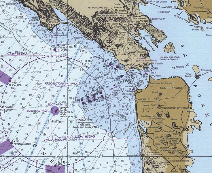 2000 Nautical Map of Point Sur to San Francisco California