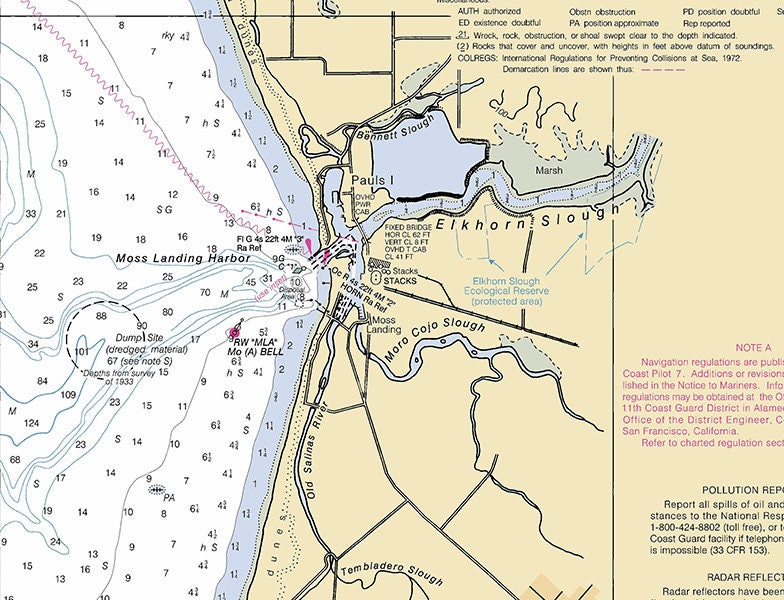 2012 Nautical Map of Monterey Bay California