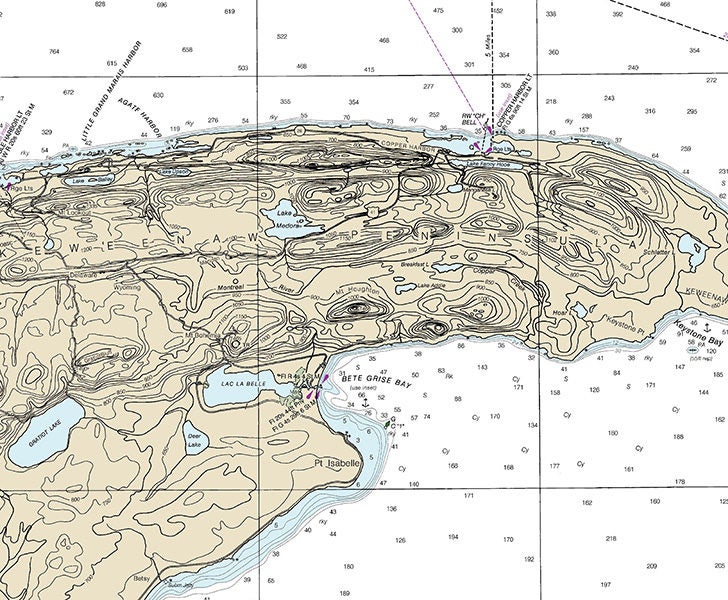 2014 Nauitical Map of Lake Superior & Keweenaw Penninsula