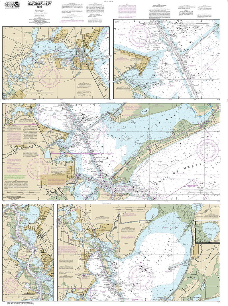 2016 Nautical Map of Galveston Bay Texas