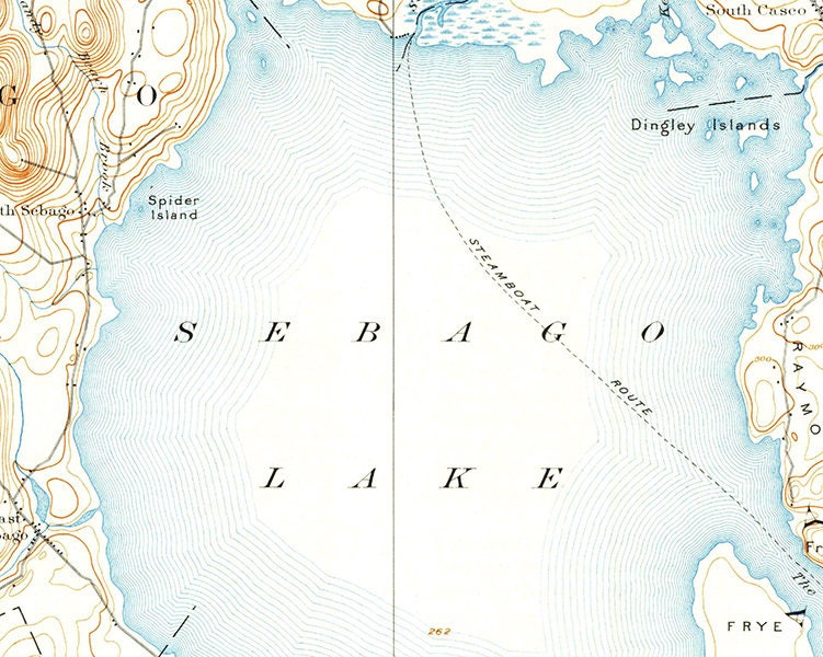 1896 Topo Map of Sebago Lake Maine