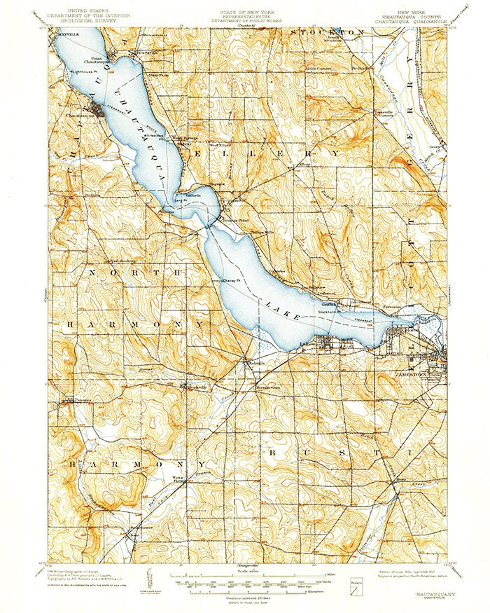 1904 Topo Map of Chautauqua New York Quadrangle