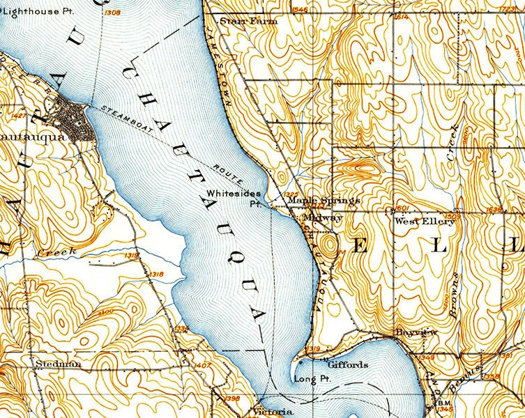 1904 Topo Map of Chautauqua New York Quadrangle