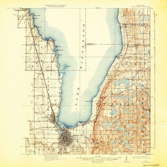 1910 Topo Map of Fond du Lac Wisconsin Quadrangle