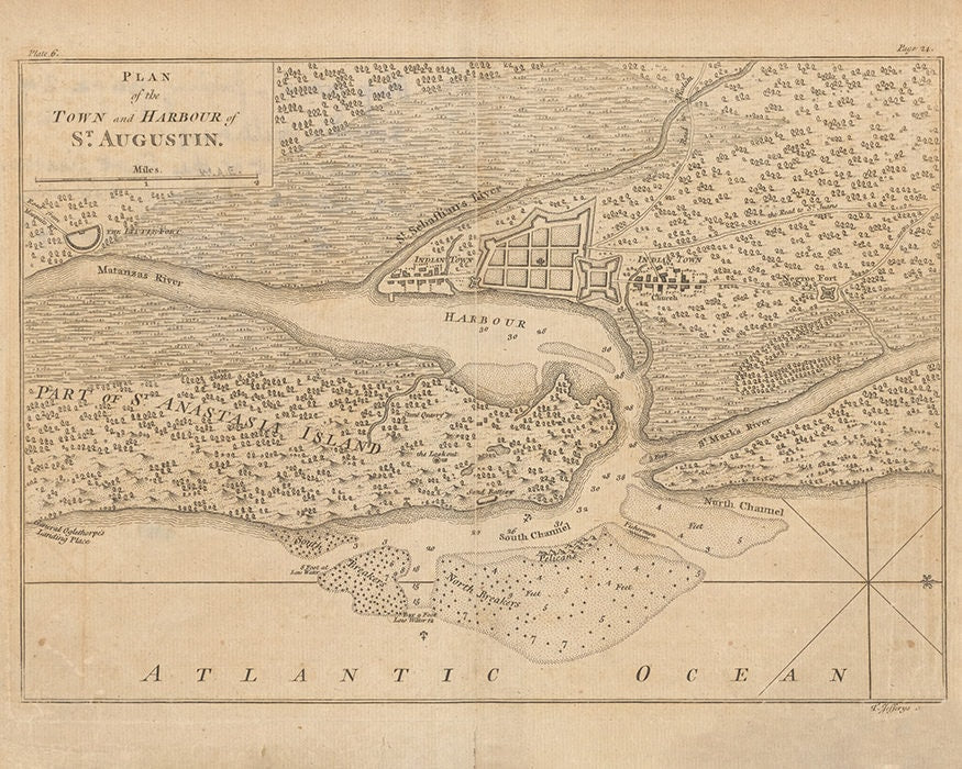 1763 Map of the town and harbour of Saint Augustine Florida