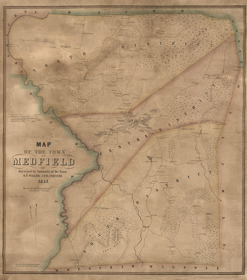 1852 Map of Medfield Massachusetts