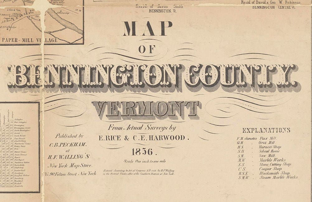 1856 Map of Bennington County Vermont