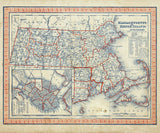 1846 State Map of Massachusetts & Rhode Island