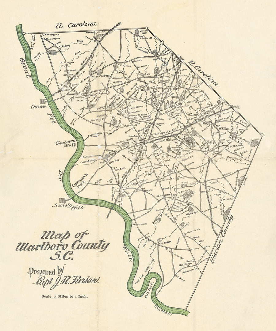 1897 Map of Marlboro County South Carolina