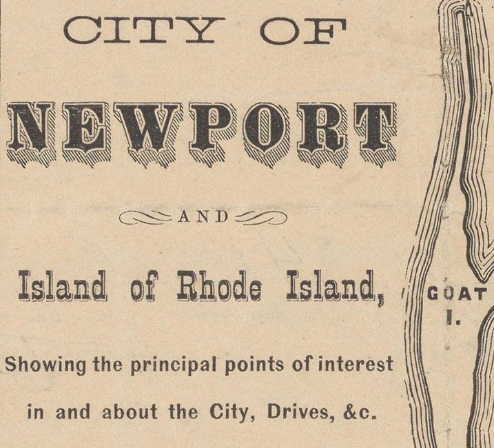 1870 Map of Newport and Island of Rhode Island