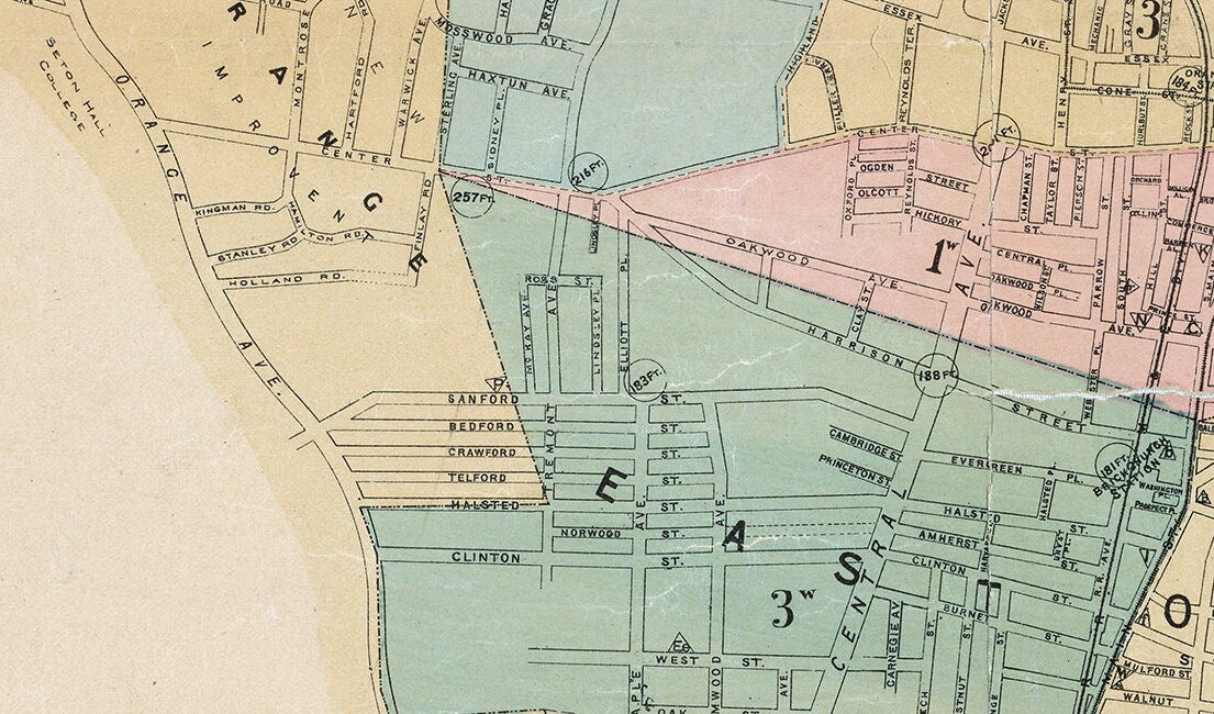 1892 Map of The Oranges New Jersey