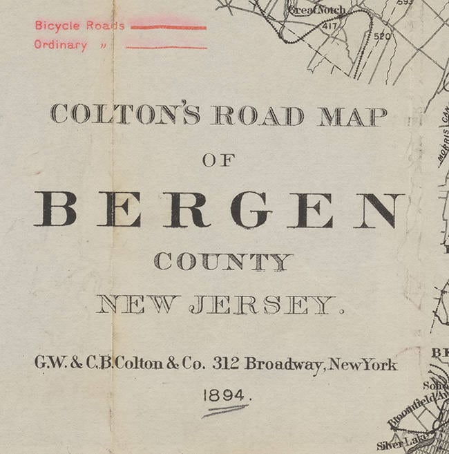 1894 Map of Bergen County New Jersey