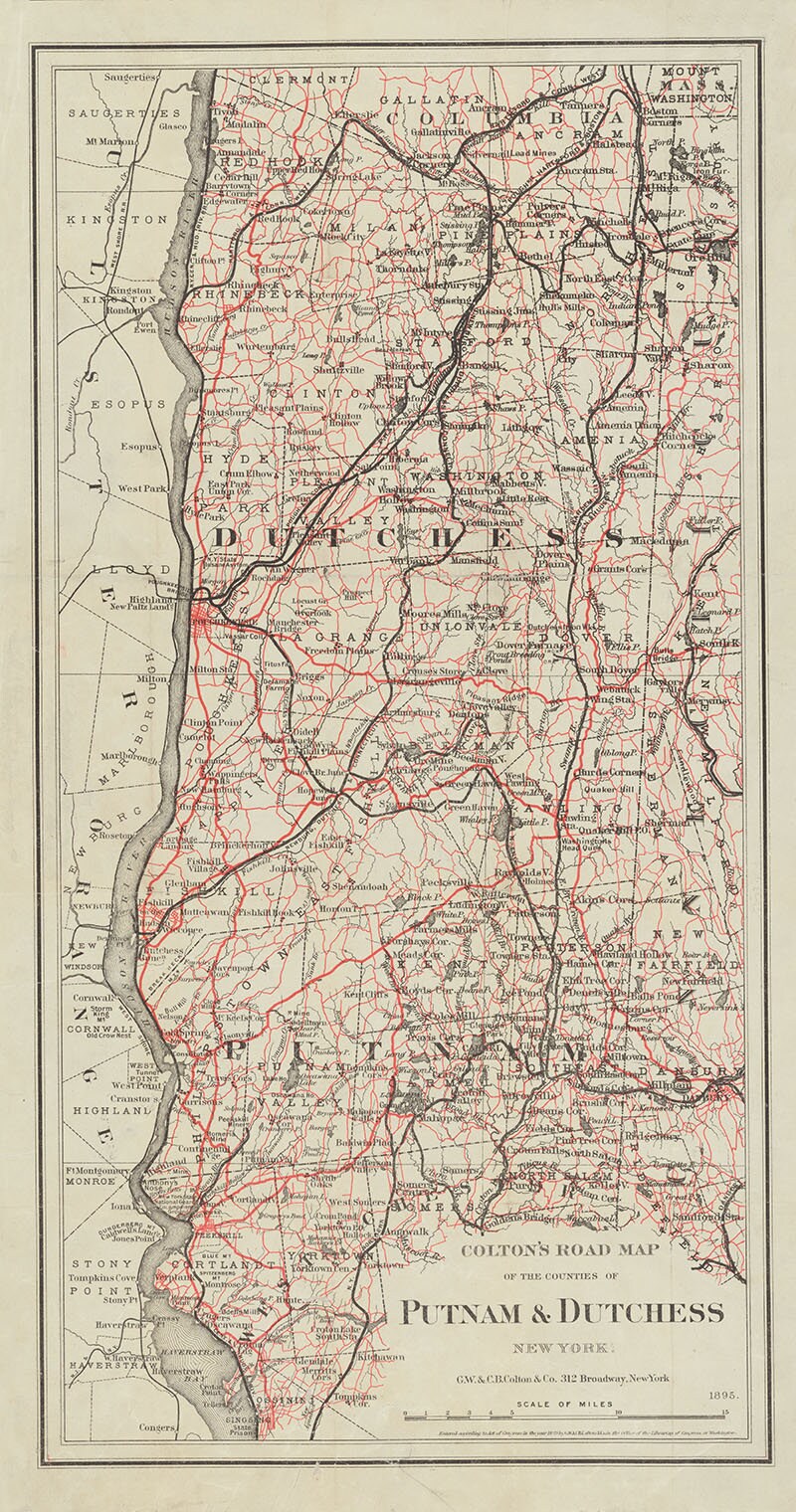 1895 Map of Putnam & Dutchess County New York