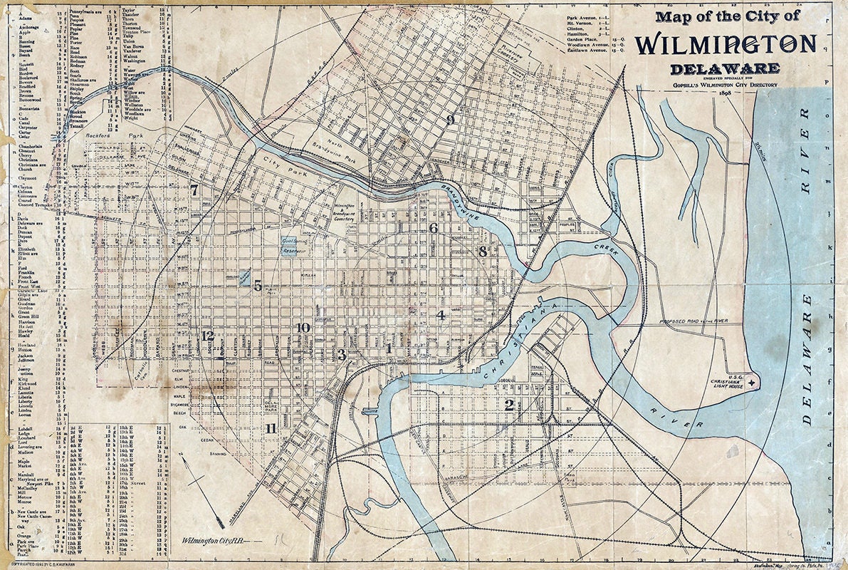 1898 Map of the City of Wilmington Delaware