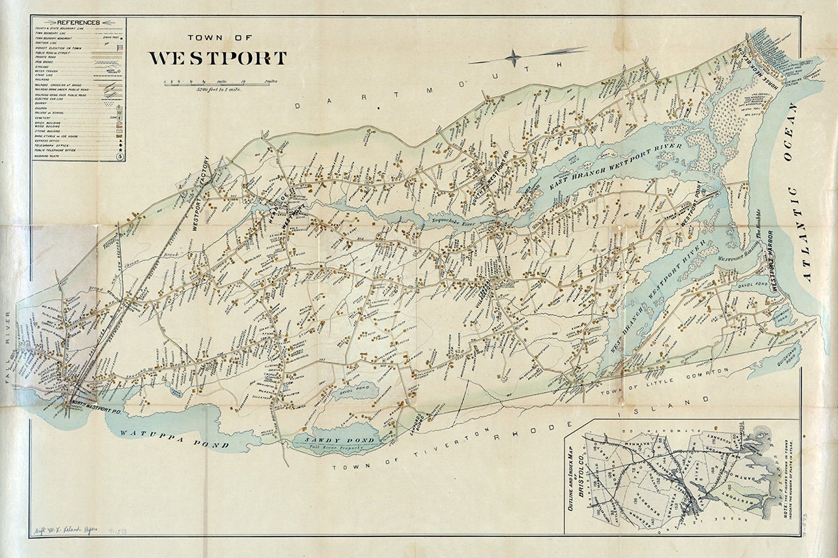 Early 1900s Map of Westport Massachusetts