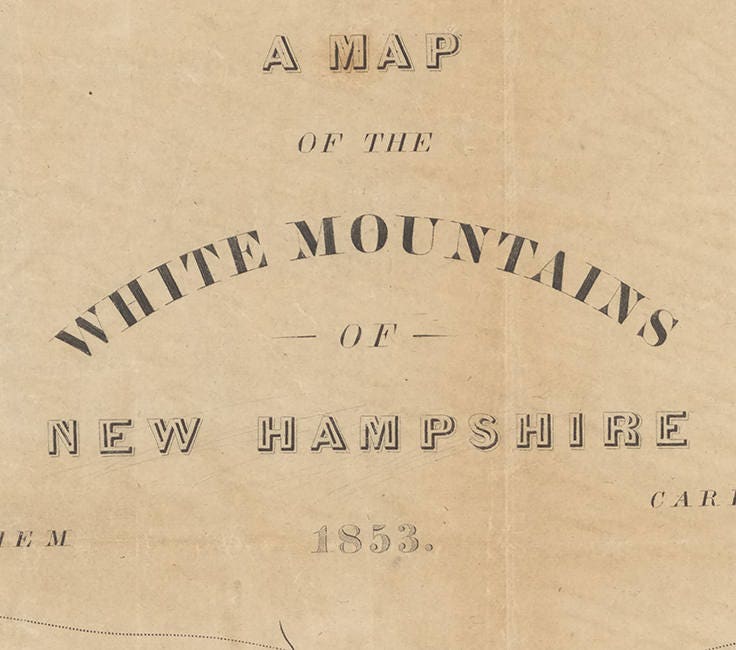 1853 Map of the White Mountains of New Hampshire