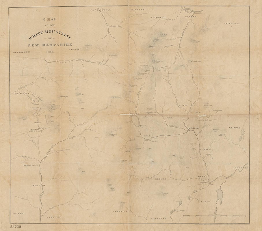 1853 Map of the White Mountains of New Hampshire