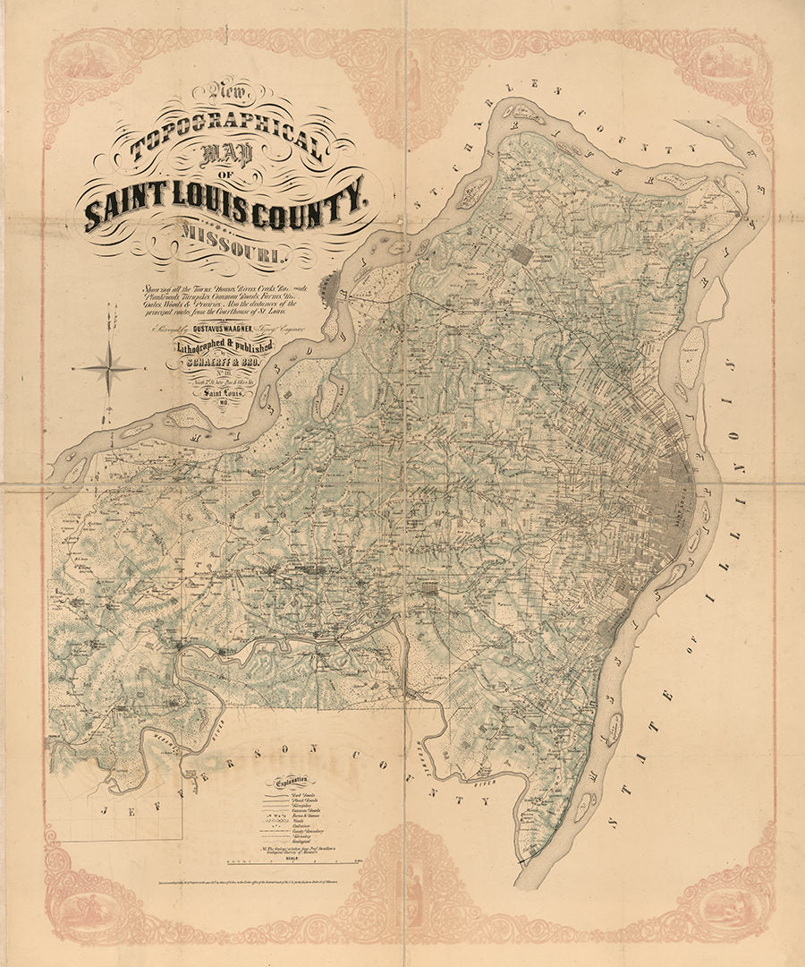 1857 Map of Saint Louis County Missouri