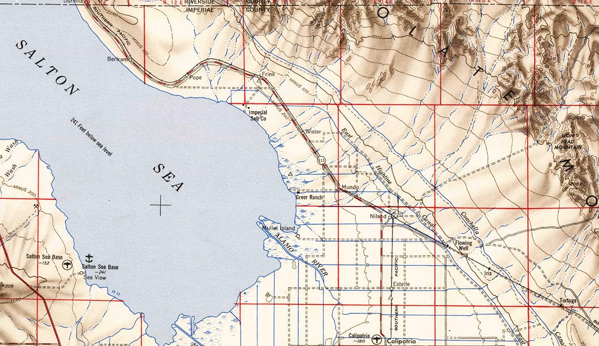 1954 Topo Map of the Salton Sea California Quadrangle