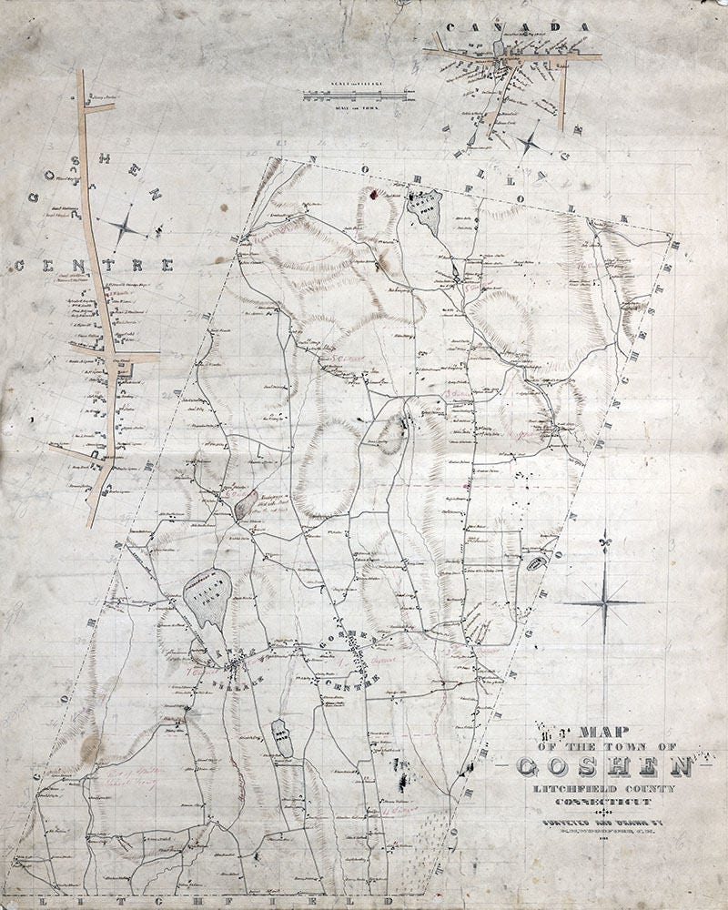 1852 Map of Goshen Litchfield County Connecticut