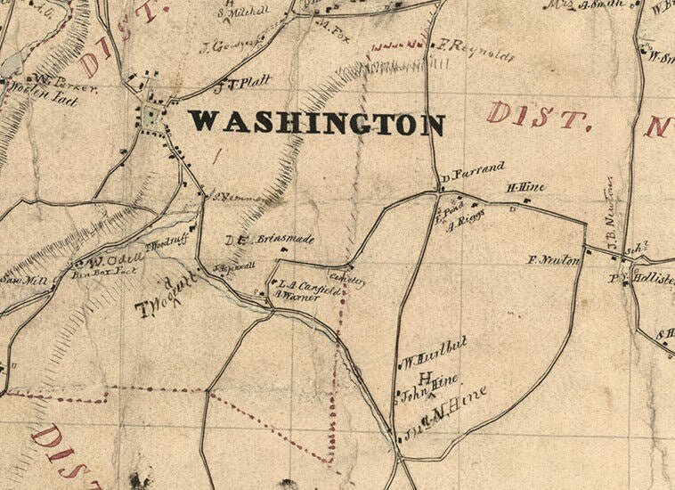 1853 Map of Washington Litchfield County Connecticut