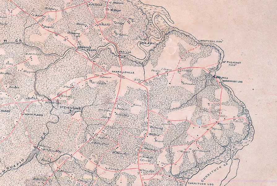 1863 Map of Bertie Hertford and Northampton County North Carolina