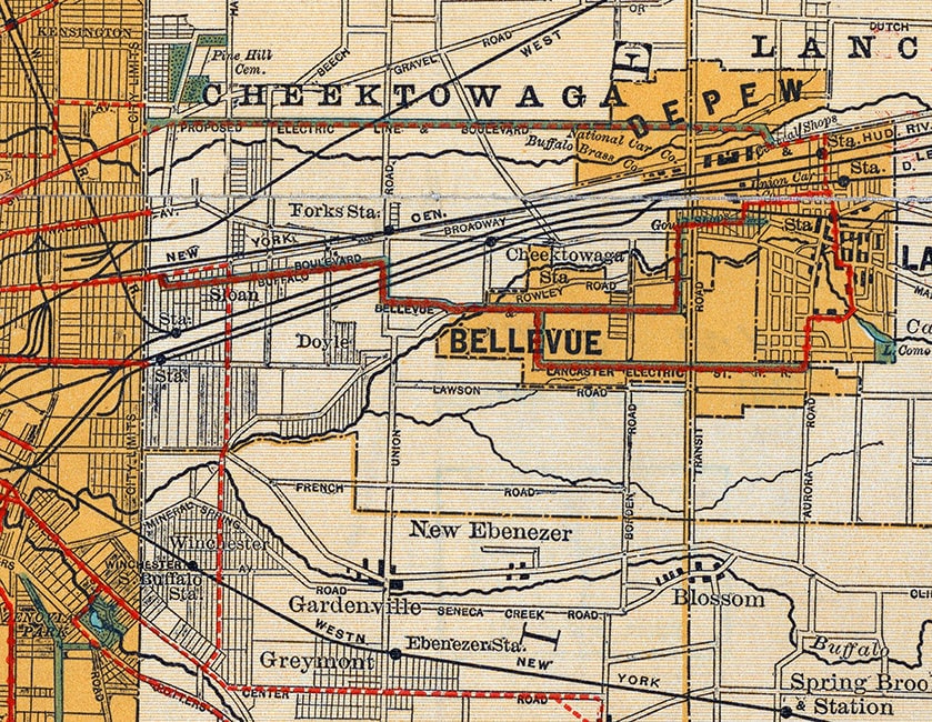 1893 Map of Buffalo New York Area