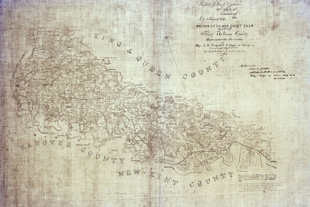 1865 Map of King William County Virginia