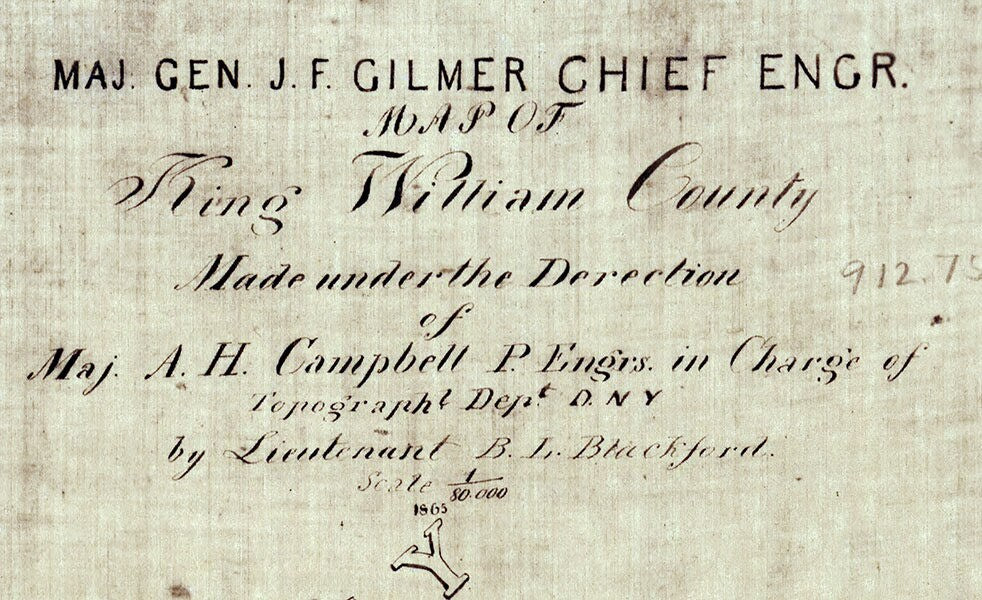 1865 Map of King William County Virginia