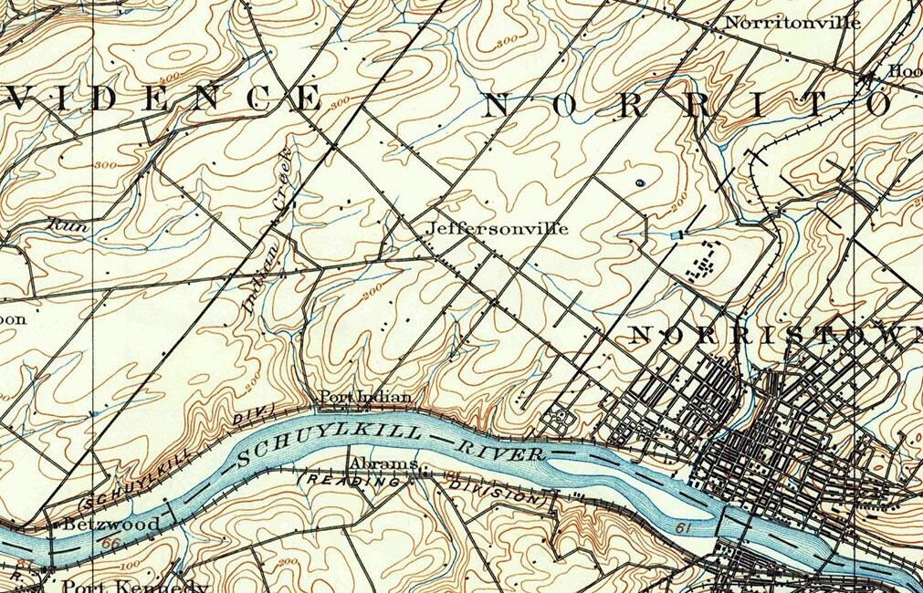 1895 Topo Map of Norristown PA Quadrangle Bucks County