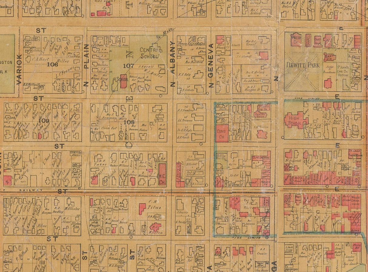 1889 Map of Ithaca New York