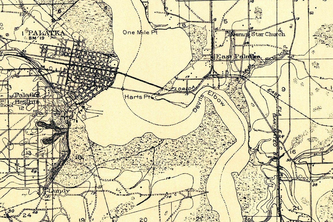 1912 Topo Map of Palatka Florida Quadrangle