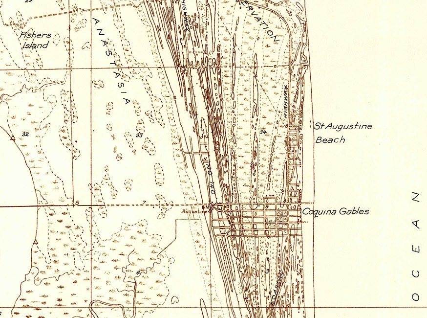 1937 Topo Map of Crescent Beach Florida Quadrangle