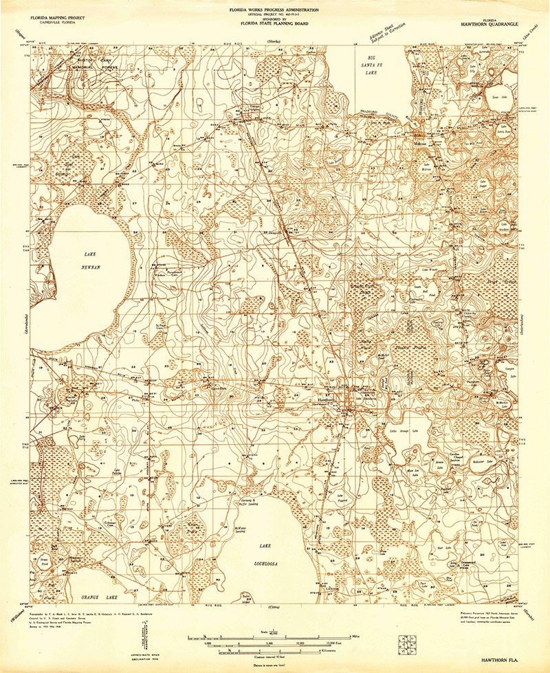1938 Topo Map of Hawthorn Florida Quadrangle